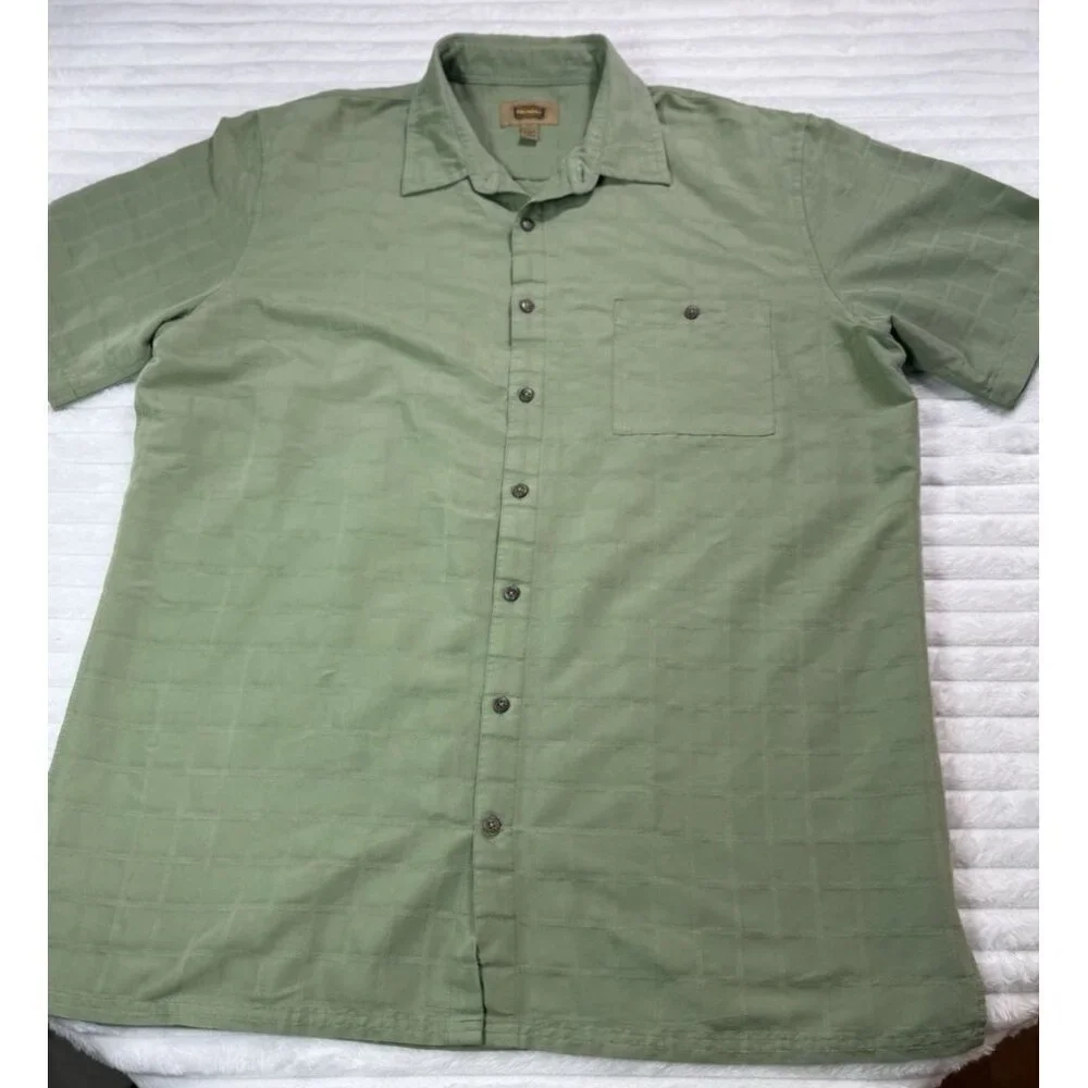 The Foundry Supply Short Sleeve Button Up Green Men's XLT - Picture 2 of 13